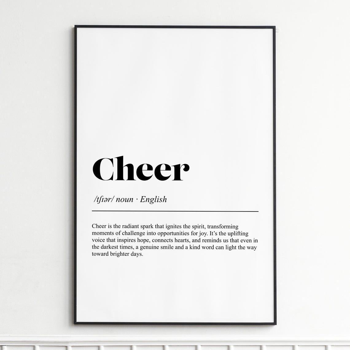 Cheer Definition Print Inspirational Dictionary Wall Art Elegant Typography Poster Home Decor