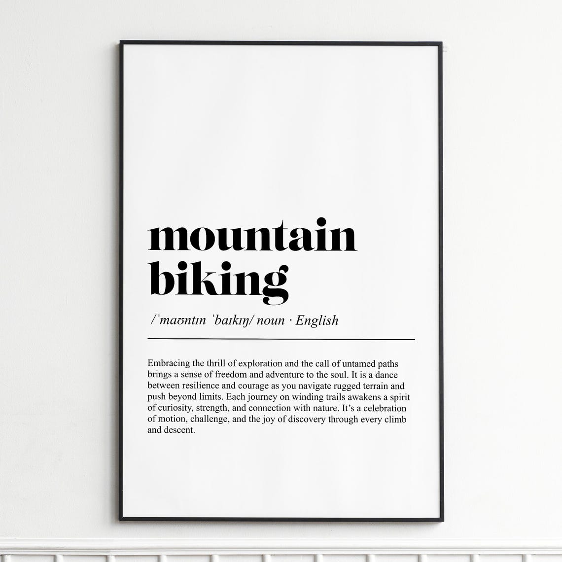 Mountain Biking Definition Poster Dictionary Typography Sport Art