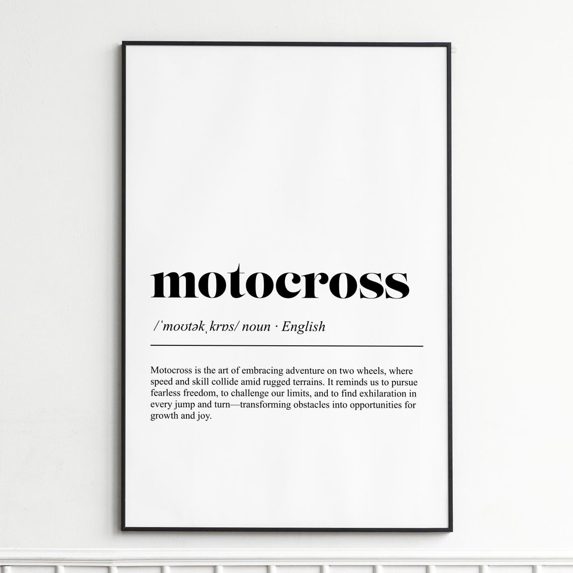 Motocross Dirt Bike Definition Typography Dictionary Style Poster