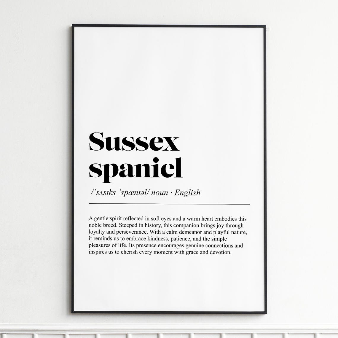 Sussex Spaniel Dog Breed Definition Gentle Elegant Typography Poster