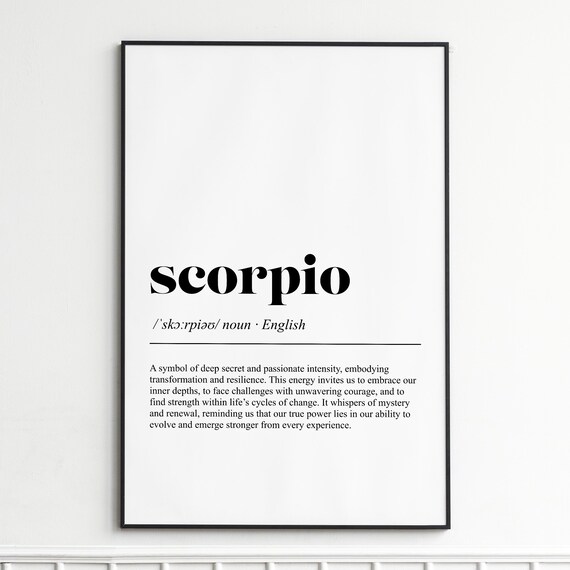 Scorpio Zodiac Definition Passionate Minimalist Typography Poster
