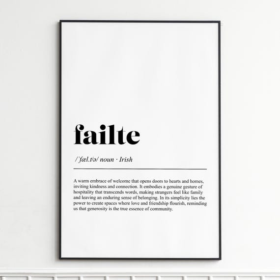 Failte Definition Print Inspirational Dictionary Wall Art Elegant Typography Poster Home Decor