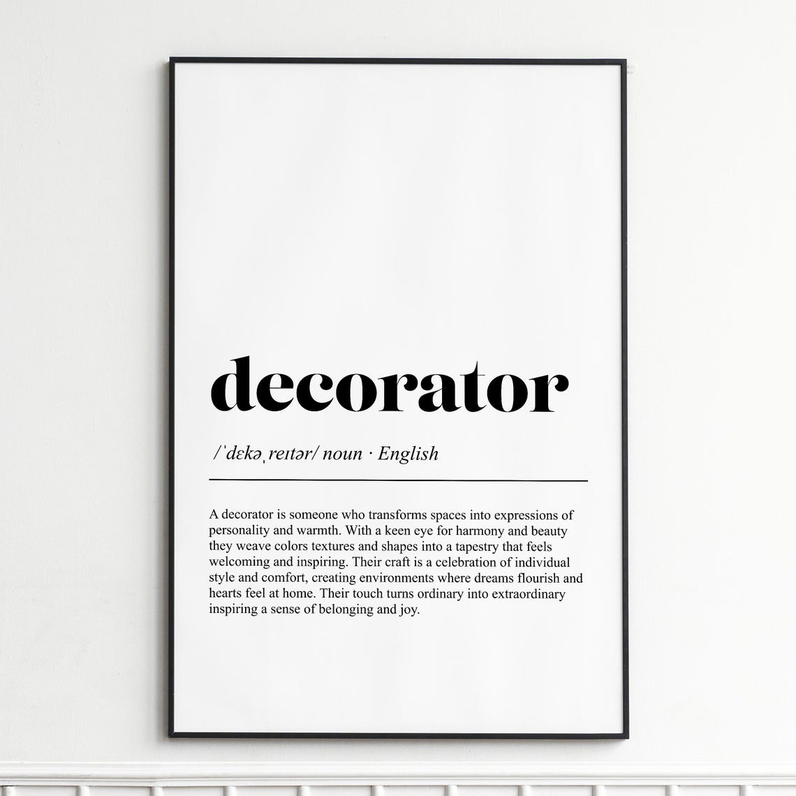 Decorator Definition Print Elegant Typography Wall Art Modern Home Decor Poster Inspirational Word Quote For Living Room