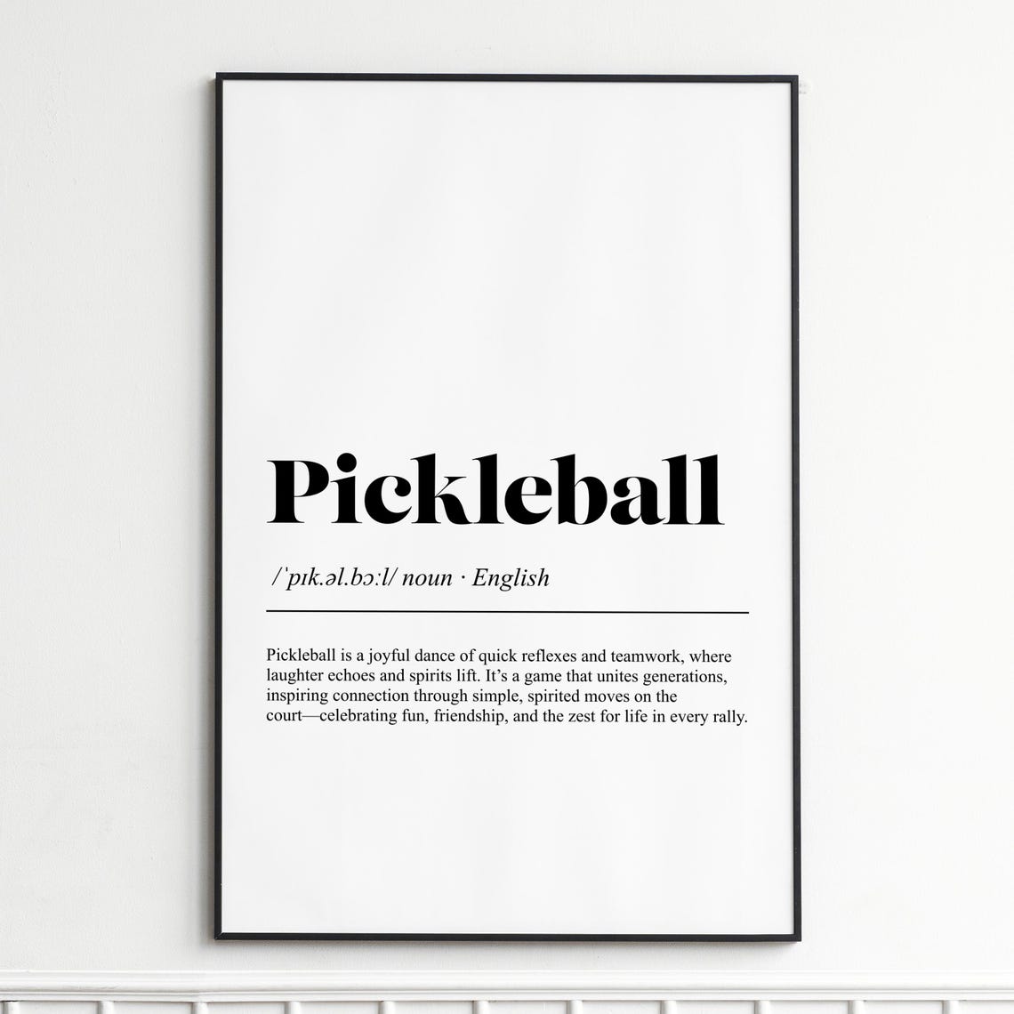 Pickleball Sports Definition Typography Black Serif Dictionary Poster