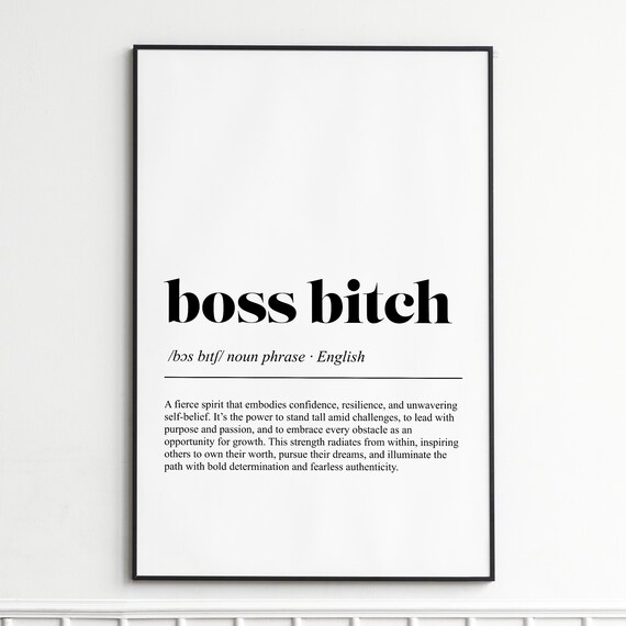 Boss Bitch Art Print Motivational Feminist Wall Decor Minimalist Typography Poster Gift For Her Or Home Office