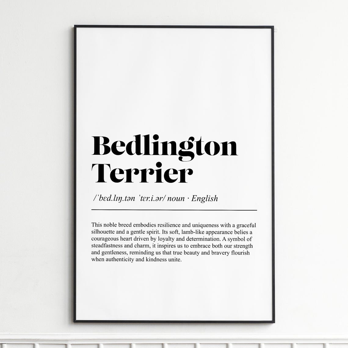 Bedlington Terrier Definition Poster Dictionary Dog Breed Wall Decor