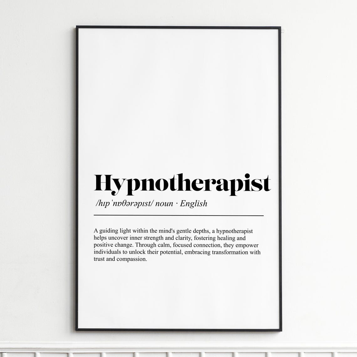 Hypnotherapist Definition Print Inspirational Dictionary Wall Art Modern Typography Poster Home Decor