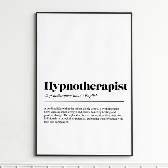 Hypnotherapist Definition Print Inspirational Dictionary Wall Art Modern Typography Poster Home Decor
