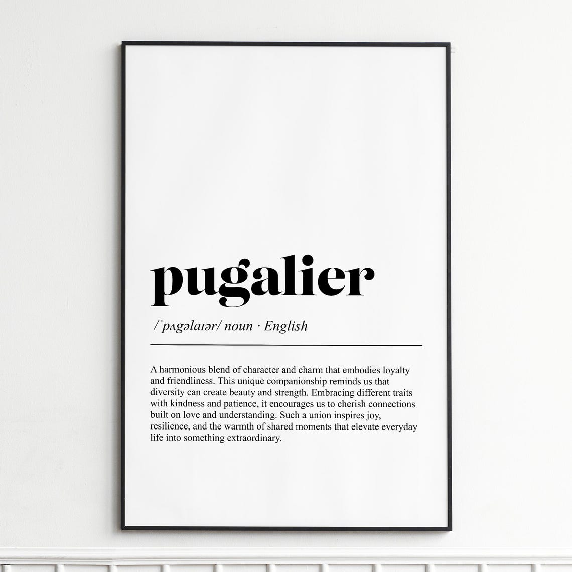 Pugalier Definition Poster Dictionary Style Dog Breed Wall Decor