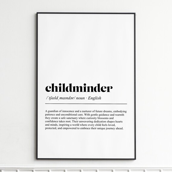 Childminder Elegant Minimalist Dictionary Definition Typography Poster