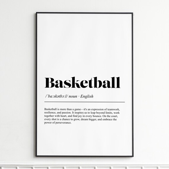 Basketball Sports Definition Typography Black Serif Dictionary Poster