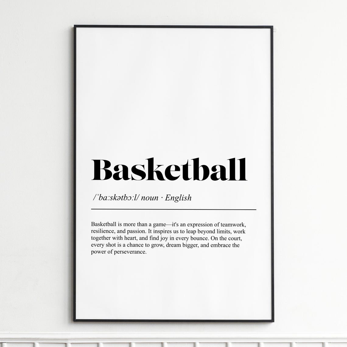 Basketball Sports Definition Typography Black Serif Dictionary Poster