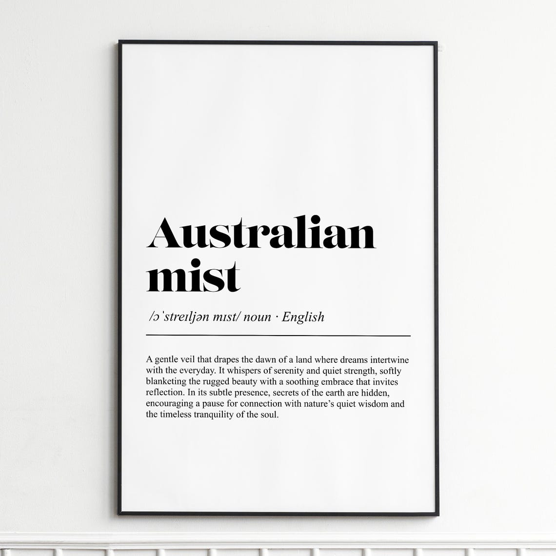 Australian Mist Definition Elegant Dictionary Typography Wall Poster