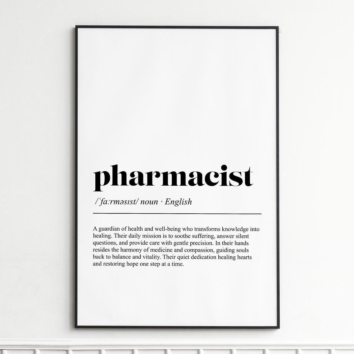 Pharmacist Definition Healthcare Hero Typography Dictionary Poster