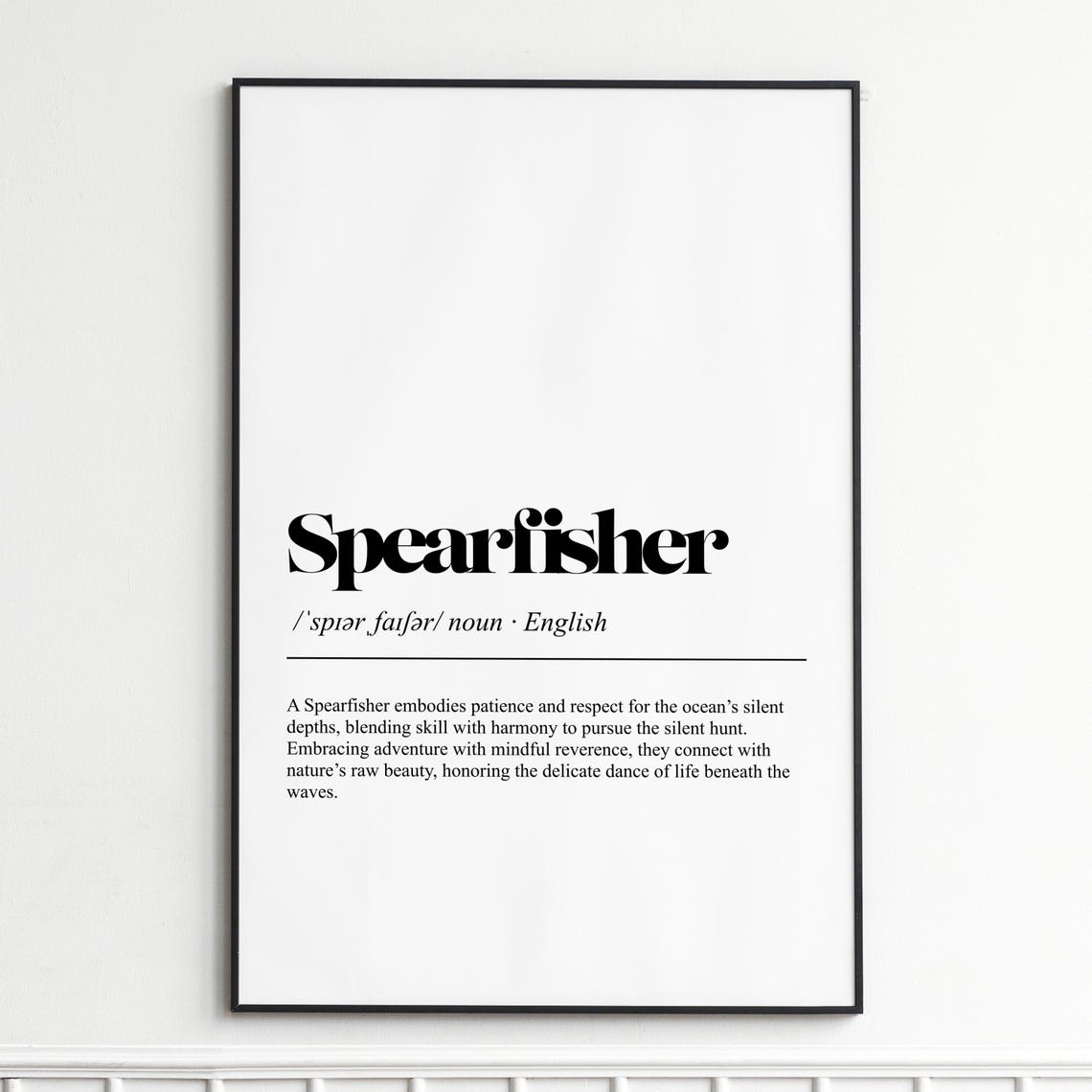 Spearfisher Word Definition Dictionary Style Ocean Art Poster