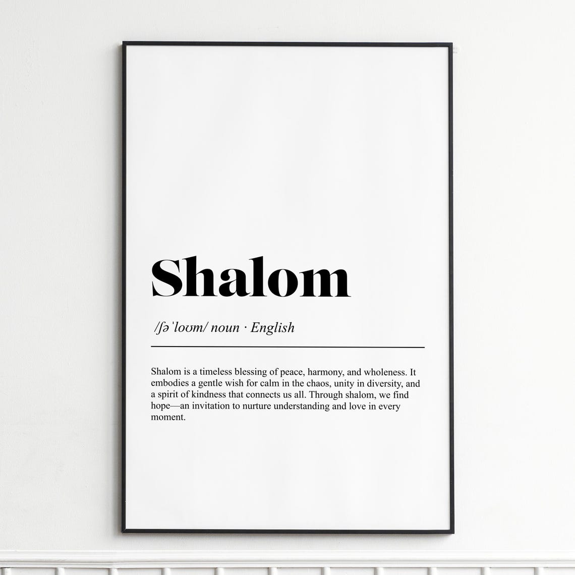 Shalom Word Definition Dictionary Style Peace Harmony Art Poster