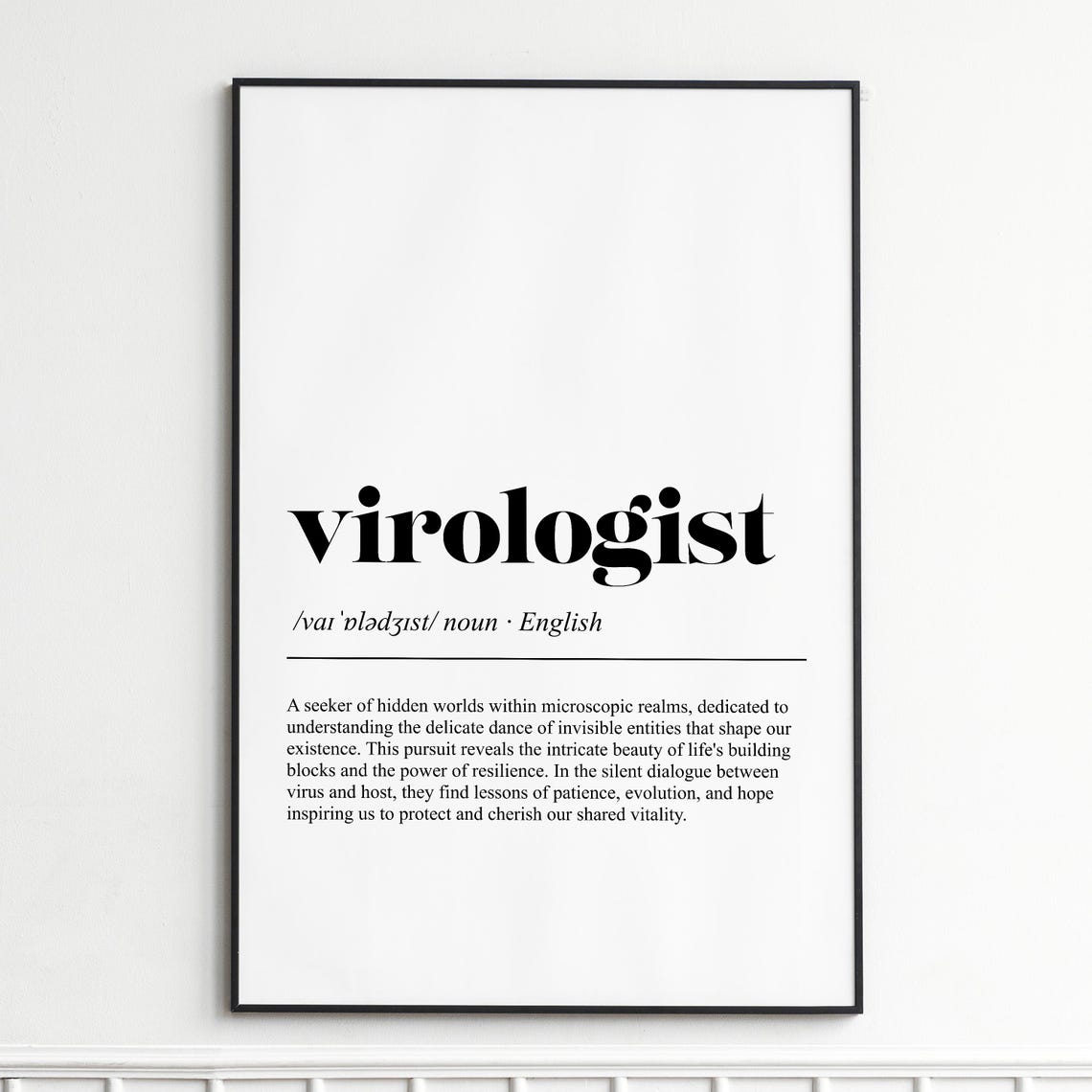 Virologist Definition Print Inspirational Dictionary Wall Art Scientific Typography Poster Home Decor