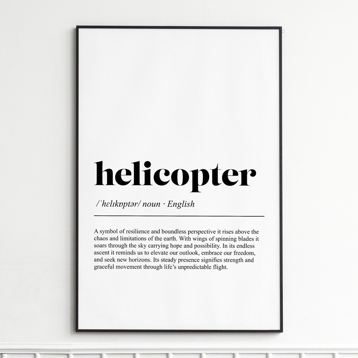 Helicopter Definition Inspirational Typography Dictionary Style Poster