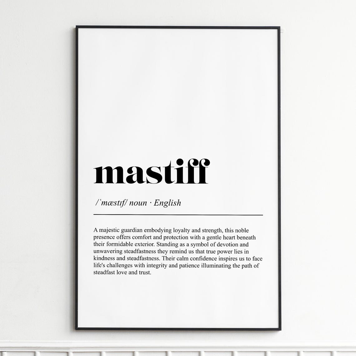 Mastiff Definition Poster Dictionary Style Typography Dog Lover Gift