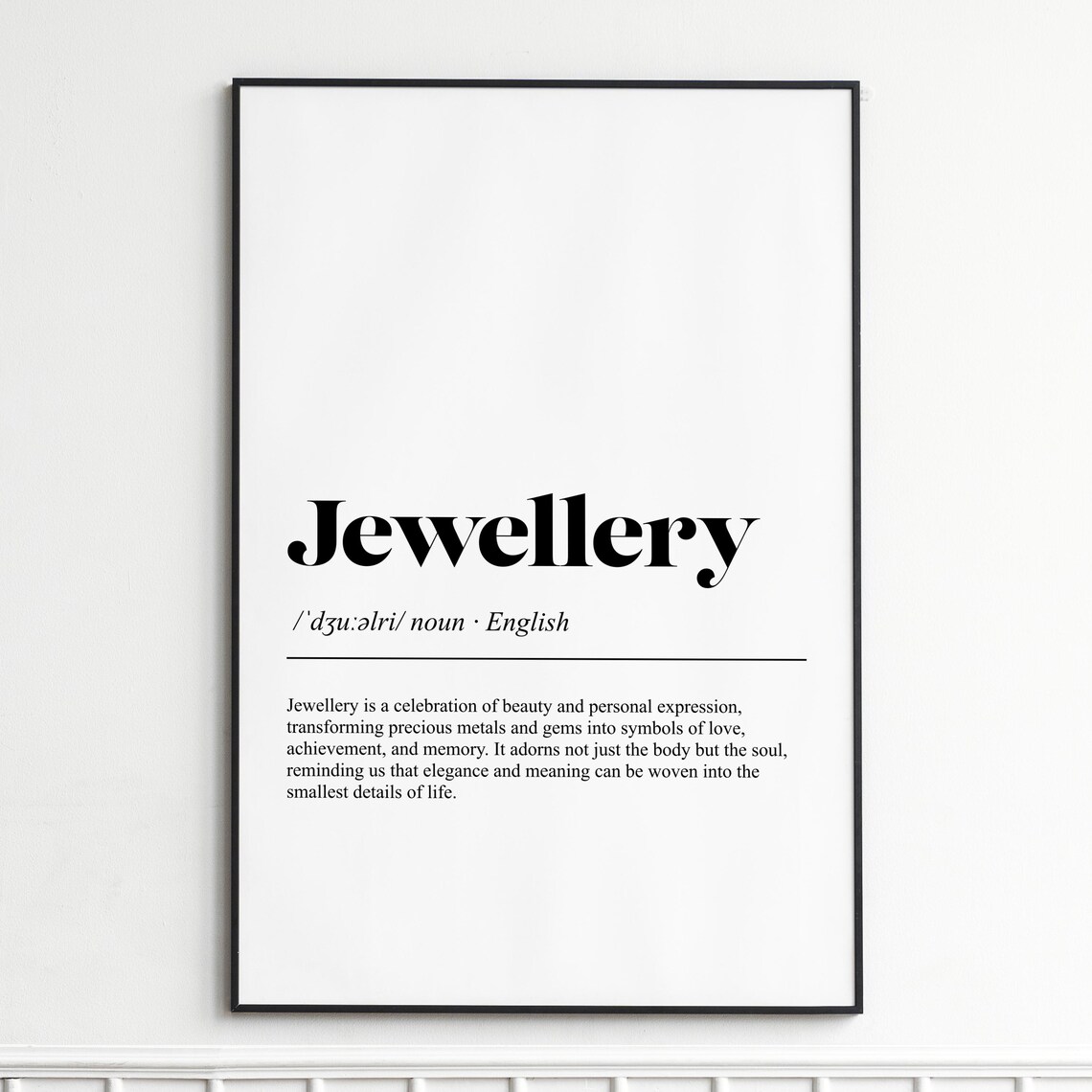Jewellery Word Dictionary Definition Elegant Typography Poster