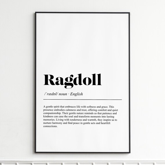 Ragdoll Cat Definition Poster Modern Dictionary Typography Art