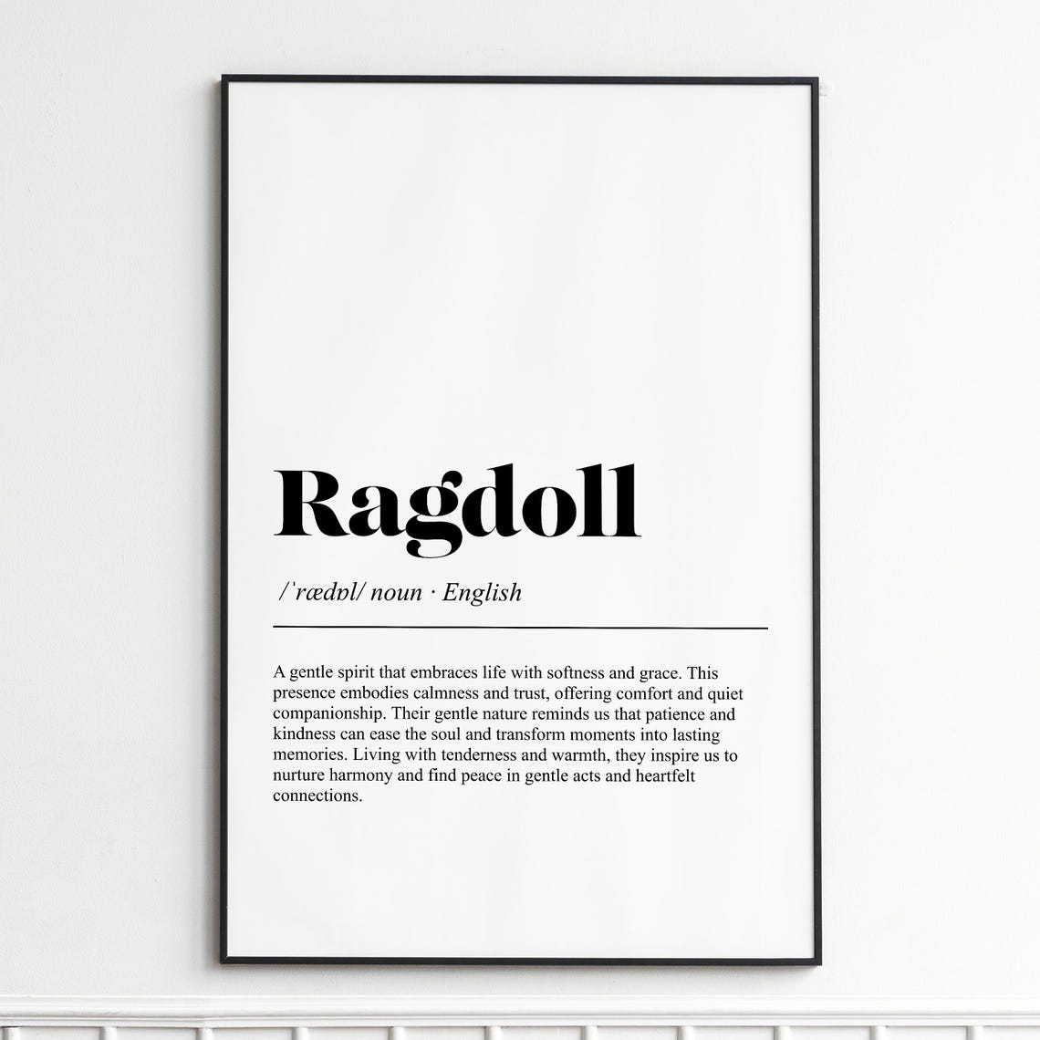 Ragdoll Cat Definition Poster Modern Dictionary Typography Art