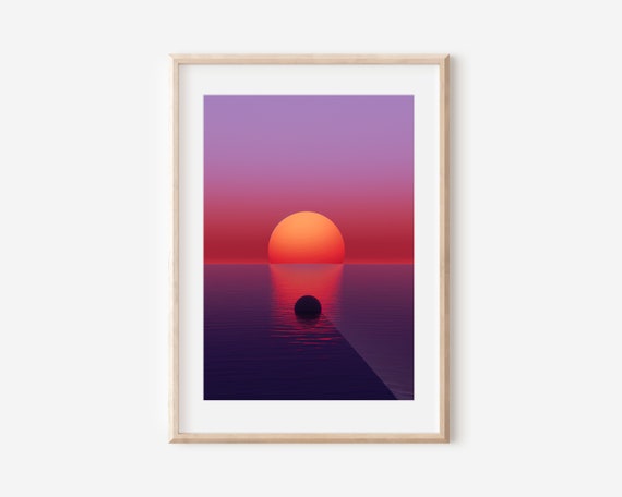 Deep Sunset On Water, Sunset Artwork