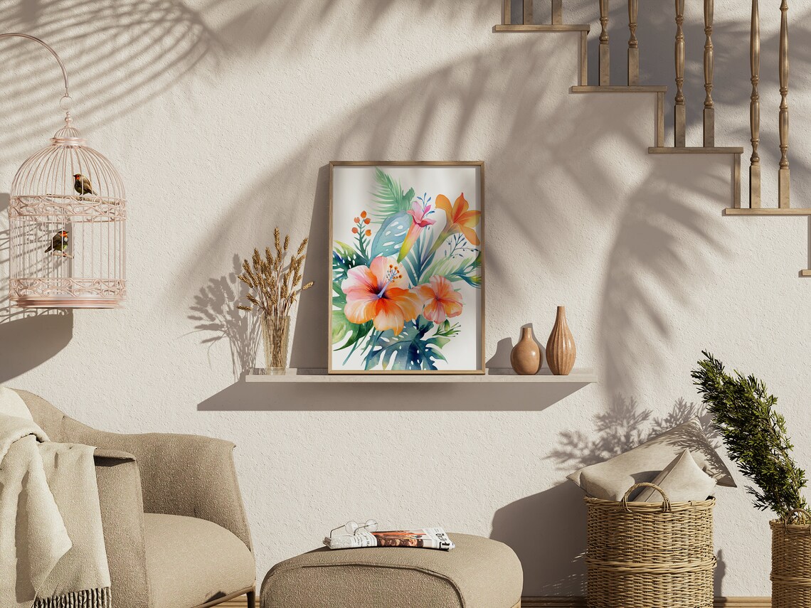 Original Watercolor Hawaiian Flower Bundle, Art Print - Image 2