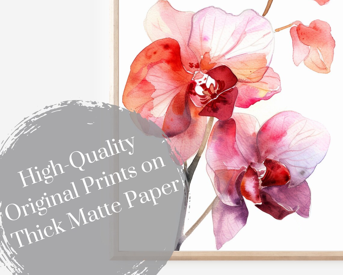 Pink Phalaenopsis Orchid Spray Watercolor Floral Elegance Wall Poster - Image 4