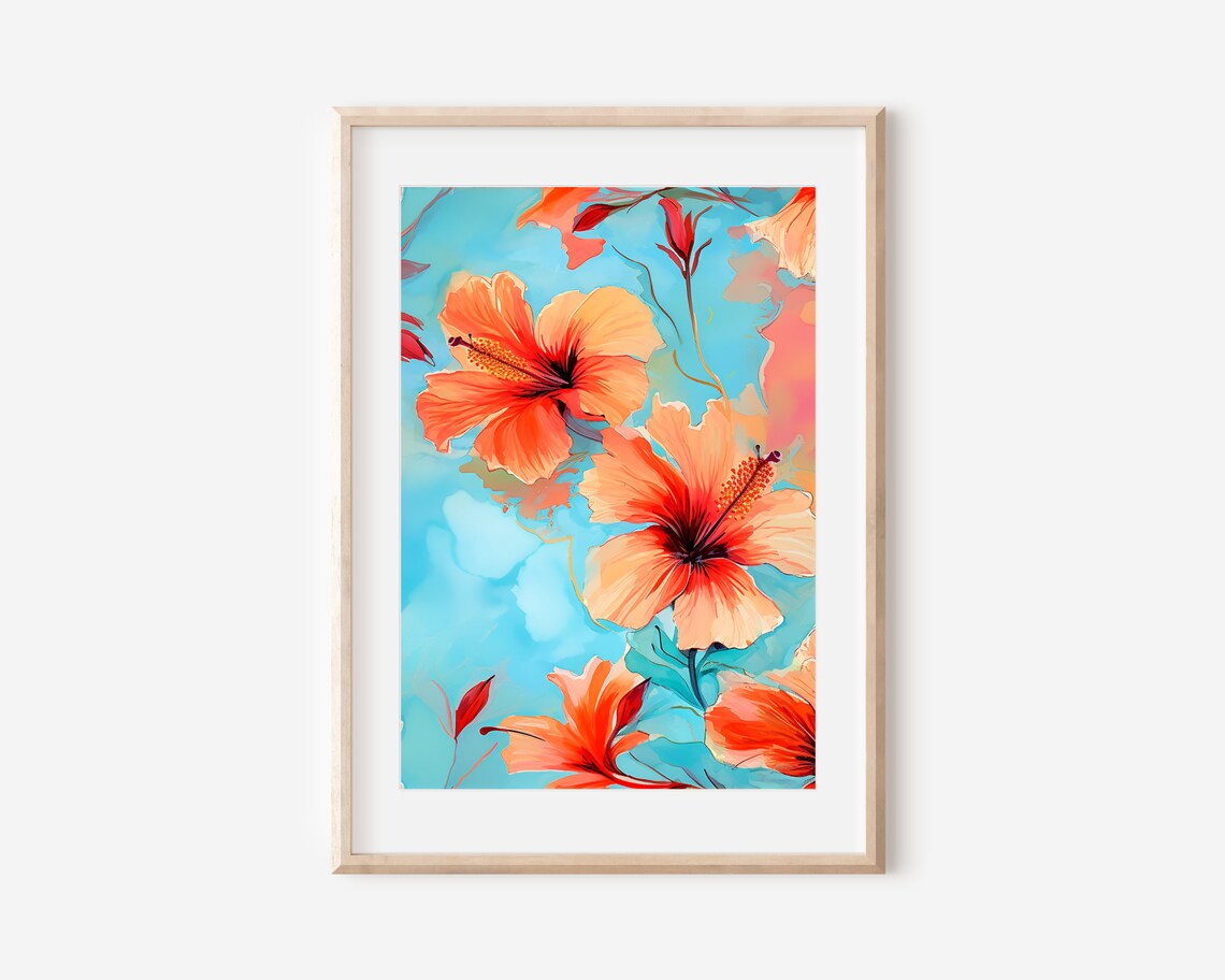 Vibrant Hibiscus Art Print, Tropical Floral Decor