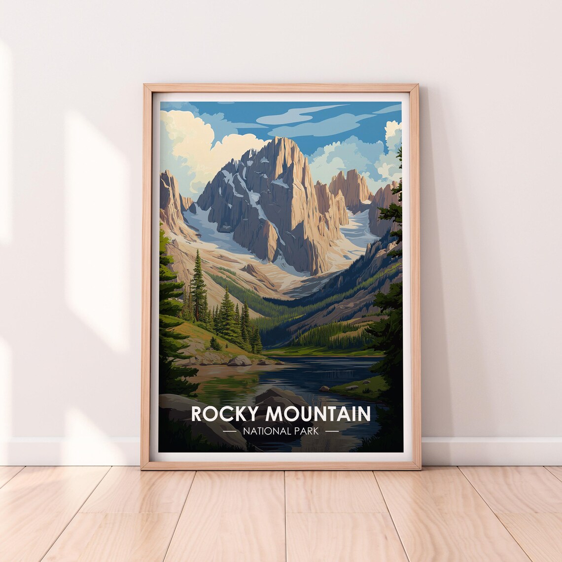 Rocky Mountain National Park Alpine Lake Peaks Vintage Travel Poster