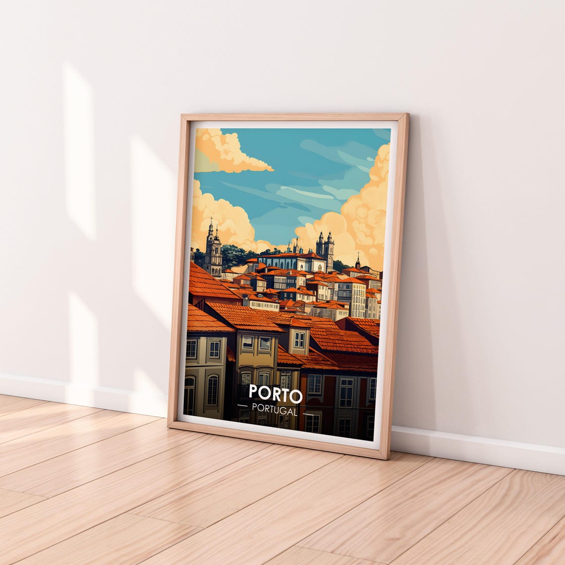 Porto Portugal Old Town Rooftops Cathedral Towers Panorama Poster - Image 2
