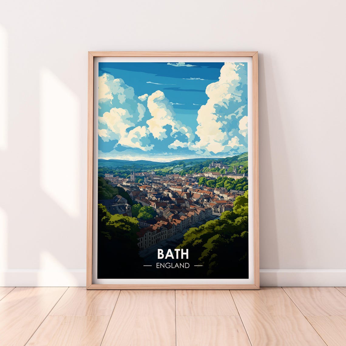 Bath England Rooftop Panorama Georgian City Abbey Hills Poster