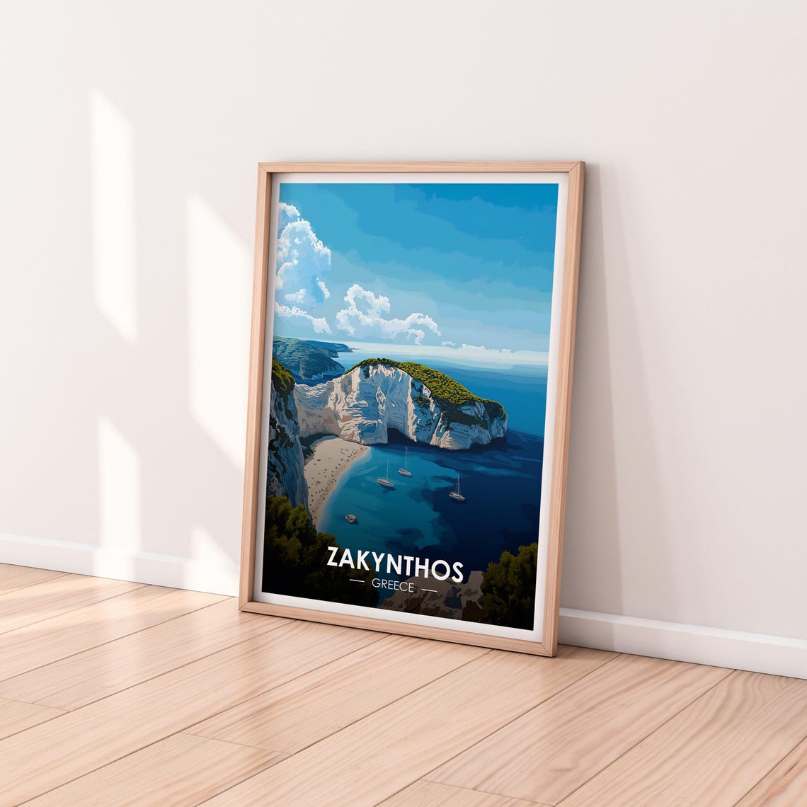 Zakynthos Greece Navagio Shipwreck Beach Cliffs Travel Poster - Image 2