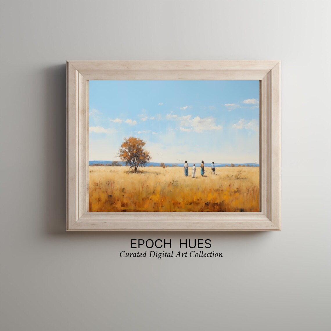 Art Print African Savanna Landscape Serene Nature Scene With Figures Wall Art - Image 3