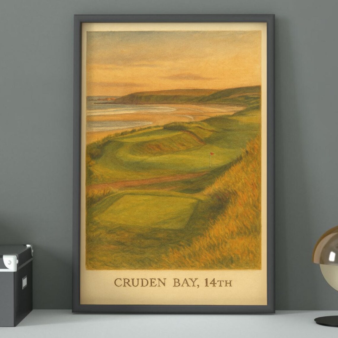 Cruden Bay 14th Hole Scottish Links Coast Vintage Golf Art Poster