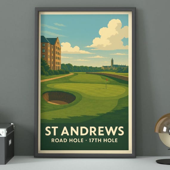 St Andrews 17th Hole Vintage Golf Course Art Print