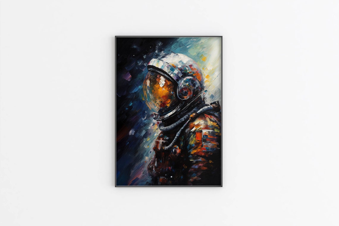 Astronaut Helmet Profile Close Up Gold Visor Impressionist Poster - Image 2