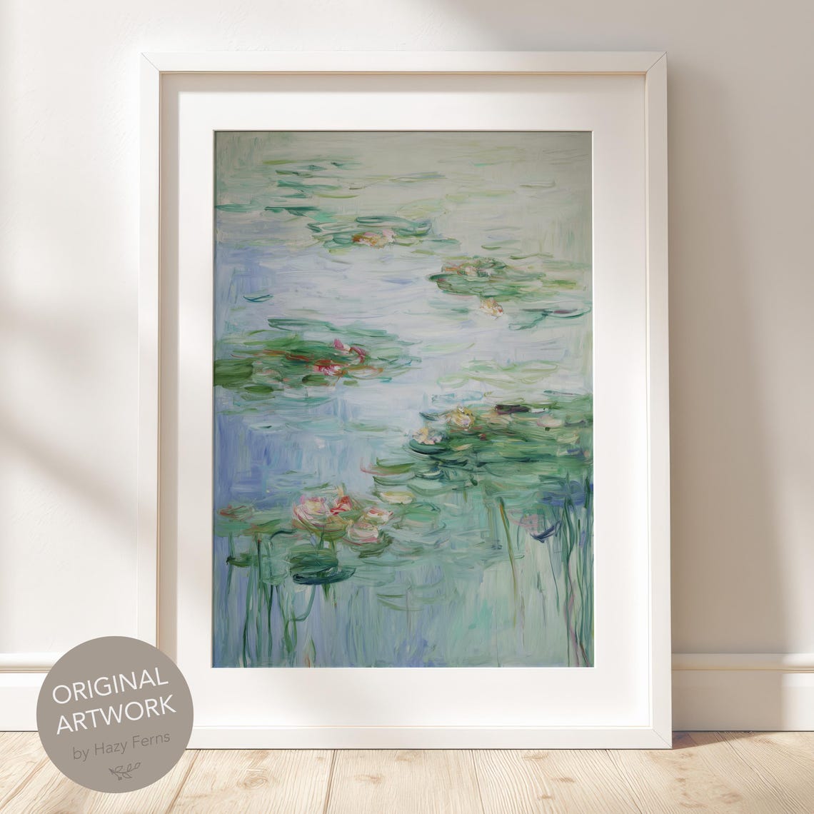 Abstract Water Lily Pond Impressionist Floral Painting Print Art