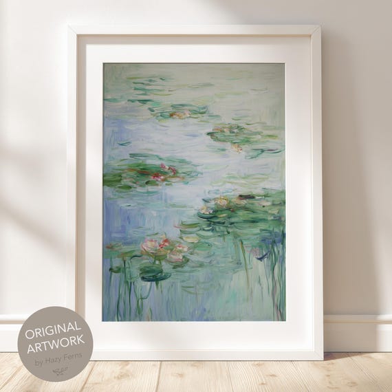 Water Lily Abstract Print Neutral Zen Home Decor