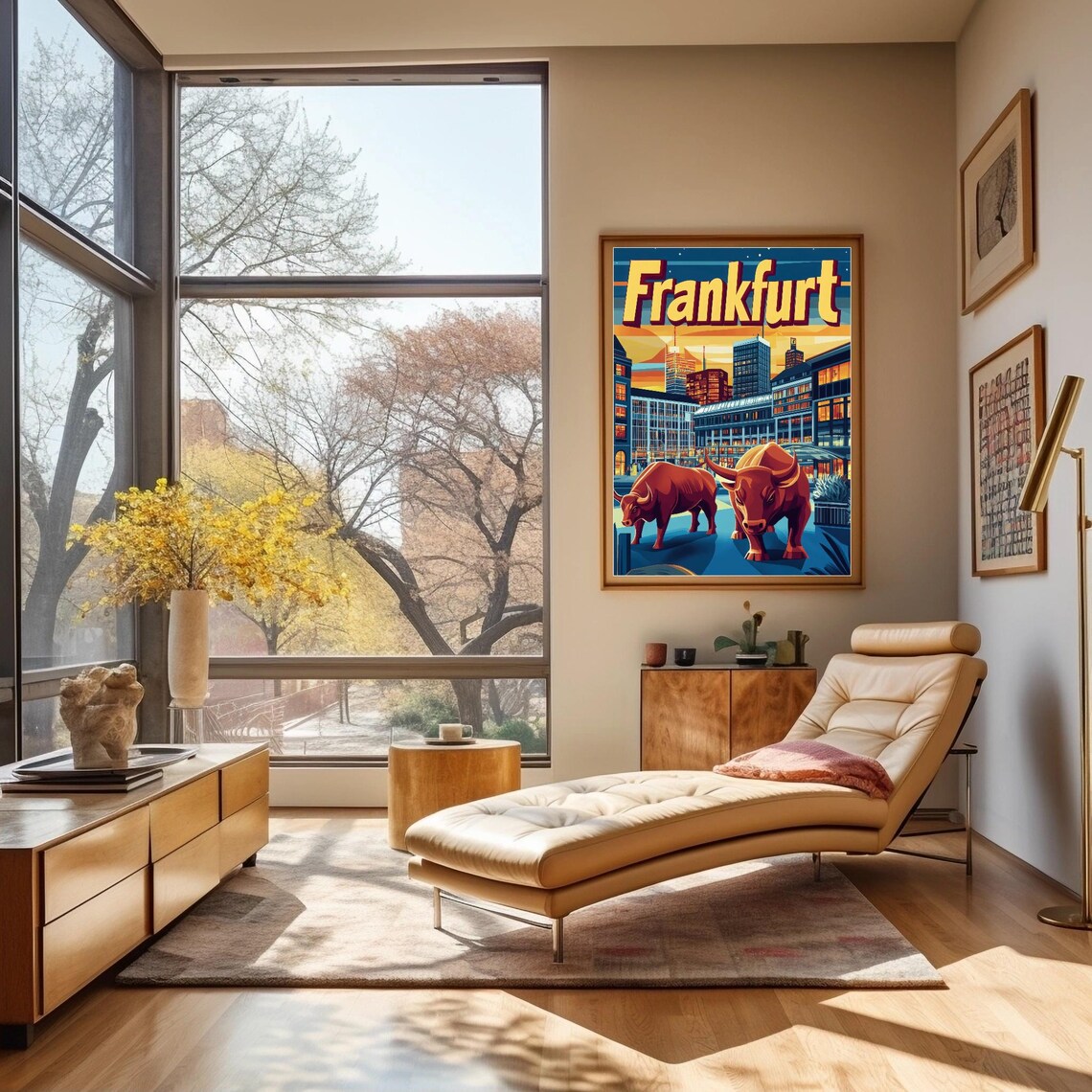Frankfurt Cityscape, Retro Travel Poster Style Art Print - Image 2