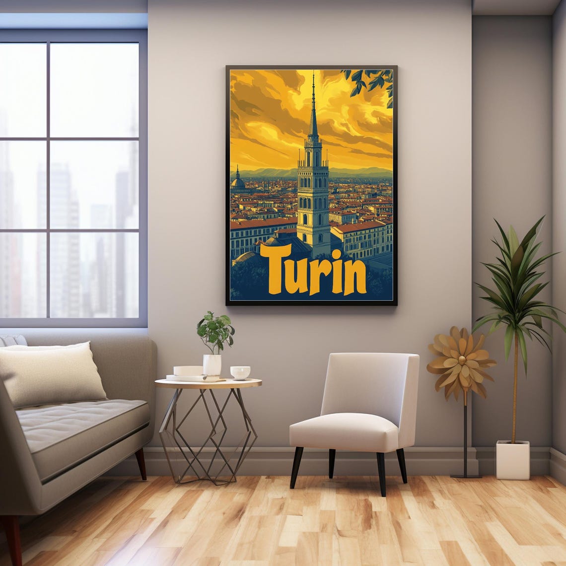 Vibrant Turin Cityscape With Mole Antonelliana Tower Bold Art Print For Instant - Image 2