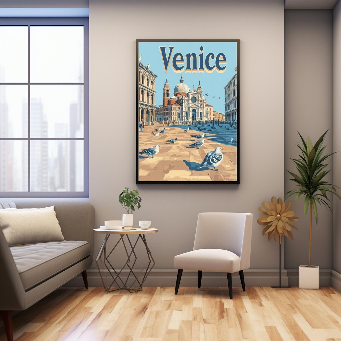 Vintage Venice Illustration, St Marks Square Architecture - Image 2