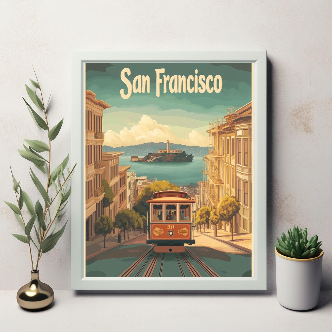 Vintage San Francisco Cable Car, Alcatraz Island