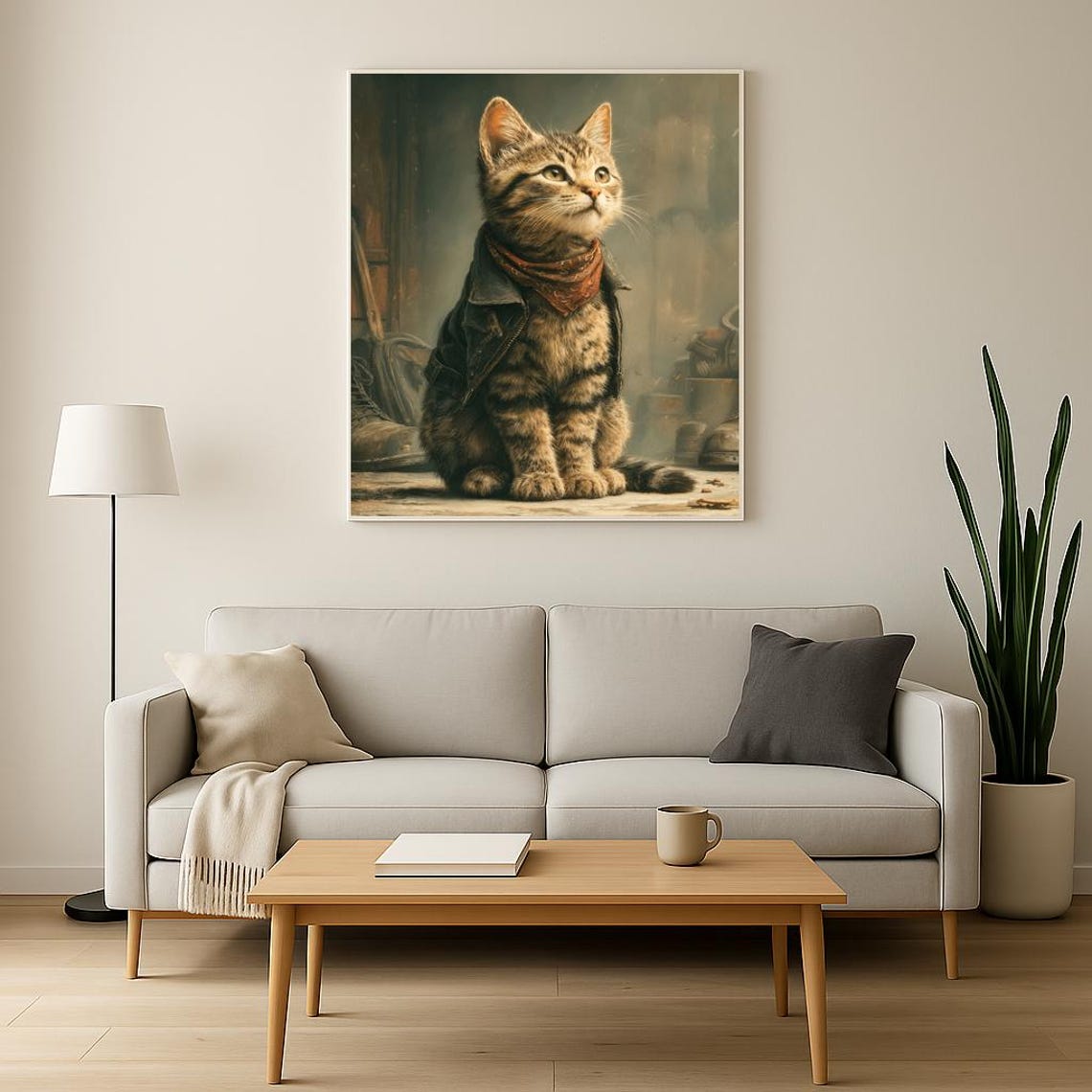 Tabby Kitten Leather Jacket Bandana Post Apocalyptic Cat Poster - Image 2