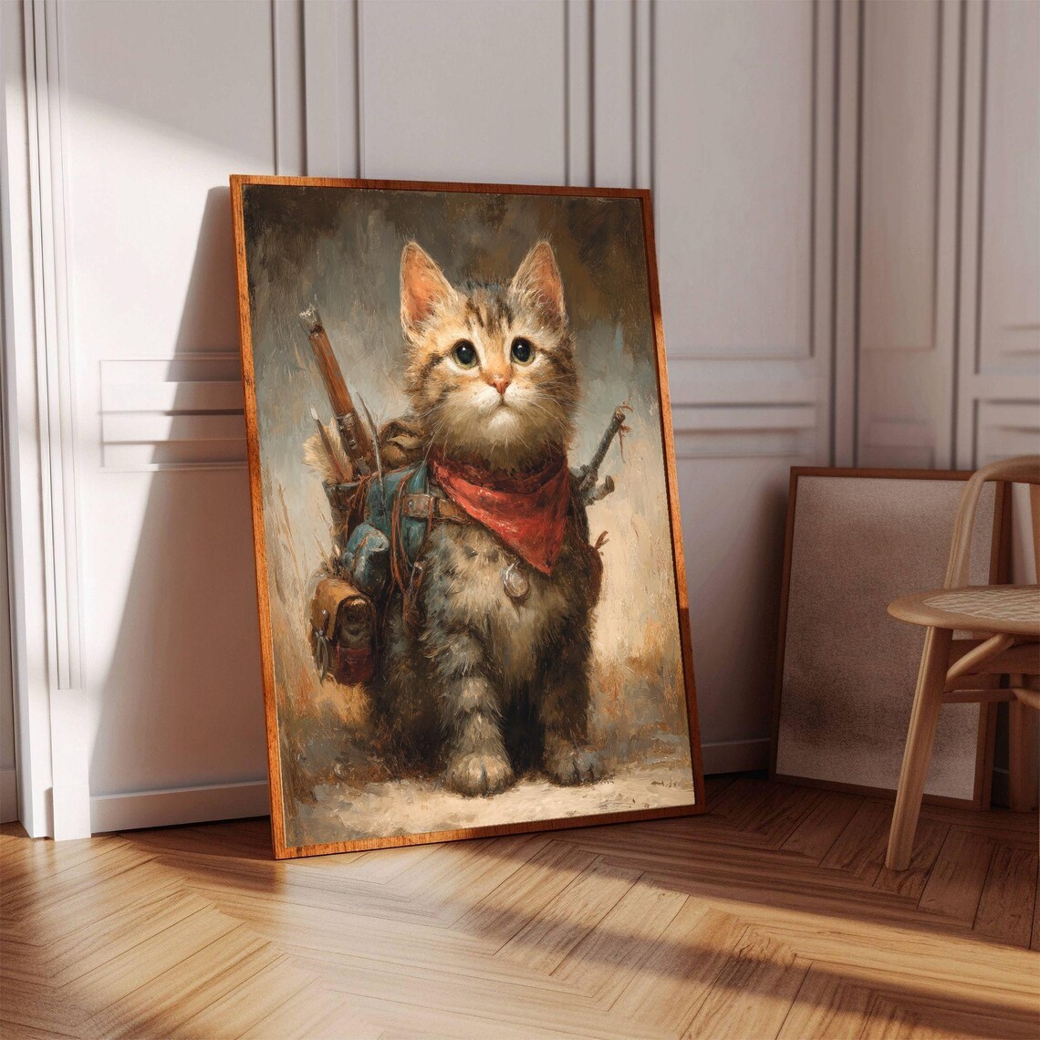 Cute Adventurer Kitten in Red Bandana Fantasy RPG Art Poster - Image 4
