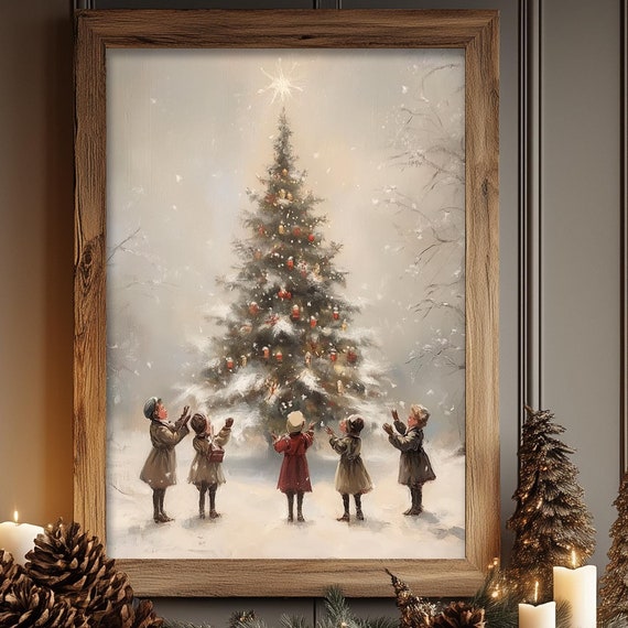 Christmas Tree Vintage Christmas Art Print, Winter Decor