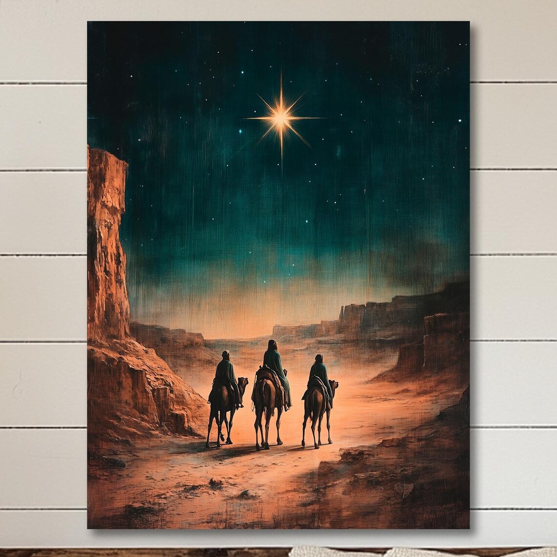Star Of Bethlehem and Three Wise Men Art Print