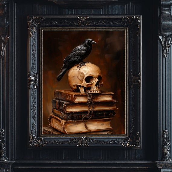 Dark Academia Library Wall Art Print Vintage Dark Romance Decor Bookish Floral Botanical Cottagecore Moody Vintage Victorian 6 Got023