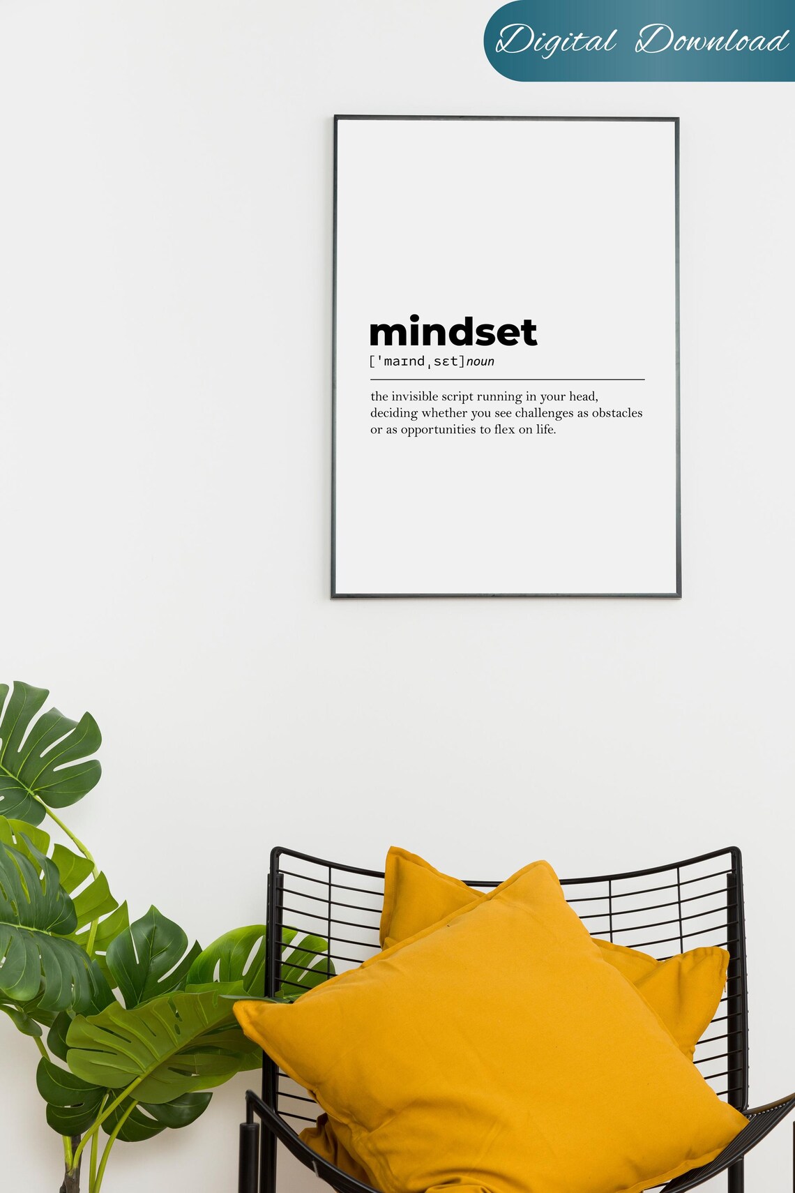 Mindset Print Mindset Definition Poster Inspirational Quote Print Work Desk Wall Art Mindset Instant - Image 2